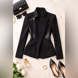 Vintage Nicole Miller Architectural Jacket Leather Panels statement jacket s